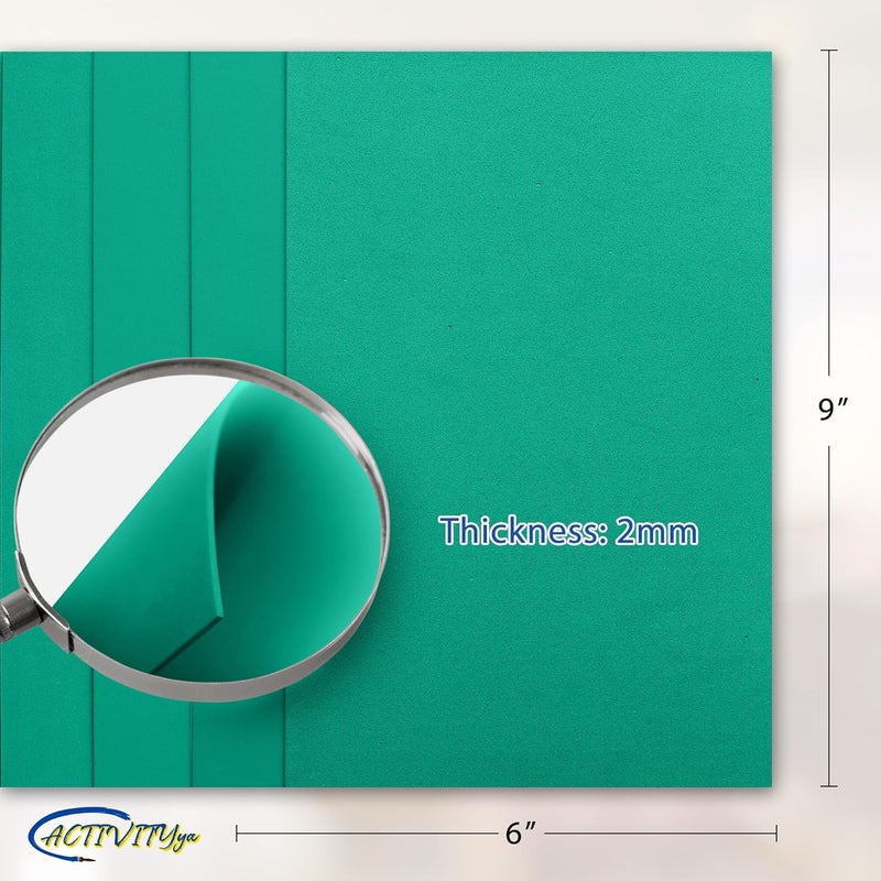 ACTIVITYYA Turquoise EVA Foam Sheets, 6 x 9 Inch, 2mm Thick – Foam Paper for DIY Arts and Crafts, School Projects, and More – 8 Pack - Image 2